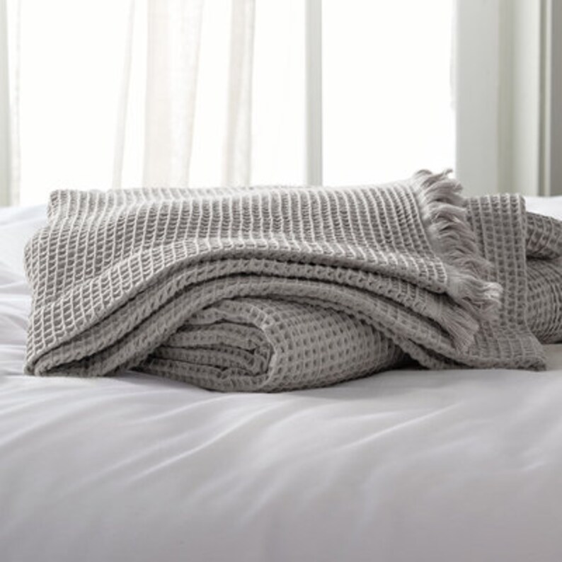 Waffle Blanket Fringed Throws 55 X 75 Inches Throw Etsy