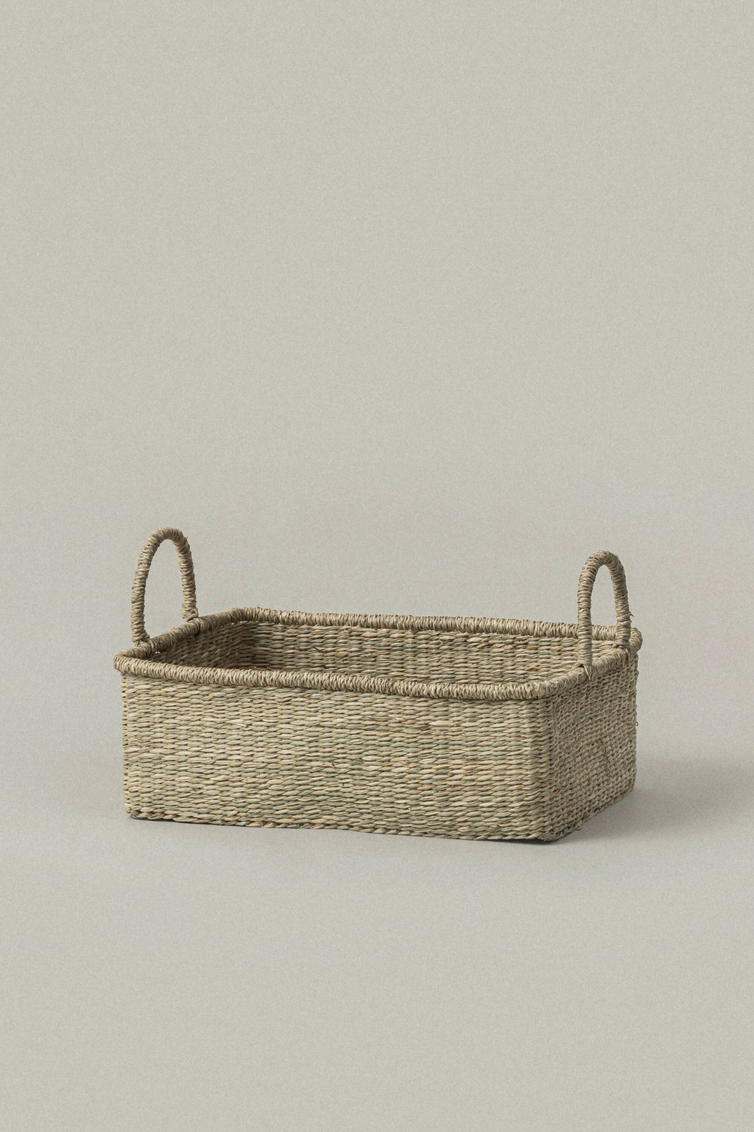 Lima Rectangular Seagrass Basket With Handles Storage Basket Handwoven