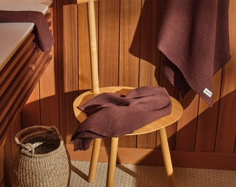 Serviettes en coton gaufré marron, débarbouillettes et serviettes de bain, serviettes douces à séchage rapide, ensembles de serviettes en tissage gaufré, cadeau de pendaison de crémaillère de spa