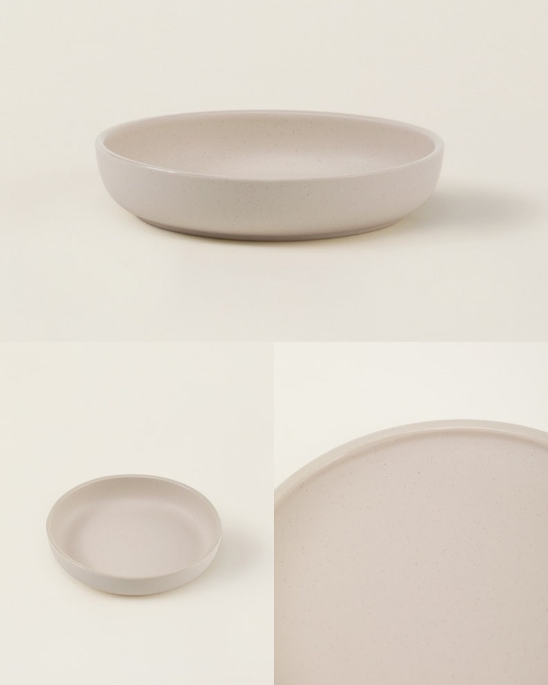 Ceramic Deep Plate Set, The Matte Ceramic Dinnerware Collection, Hand-finished Pasta Ceramic Dish, Modern Plate Tableware, Housewarming Gift Eggshell White