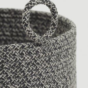 Gray Cotton Rope Basket with Handles for Blankets & Pillows, Round Coiled Rope Decorative Floor Basket, Kids Toy Storage and Organization image 5