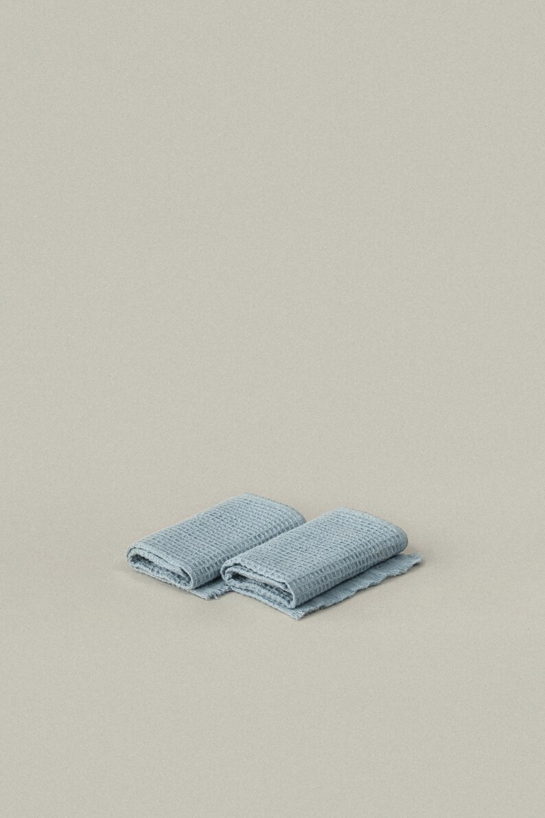 Ensemble de serviettes gaufrées en coton bleu crépuscule, gants de toilette et serviettes de bain, serviettes douces à séchage rapide, serviette de spa gaufrée, cadeau de pendaison de crémaillère image 5