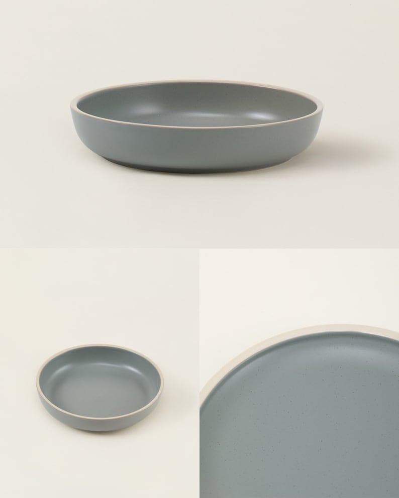 Ceramic Deep Plate Set, The Matte Ceramic Dinnerware Collection, Hand-finished Pasta Ceramic Dish, Modern Plate Tableware, Housewarming Gift Sage Green