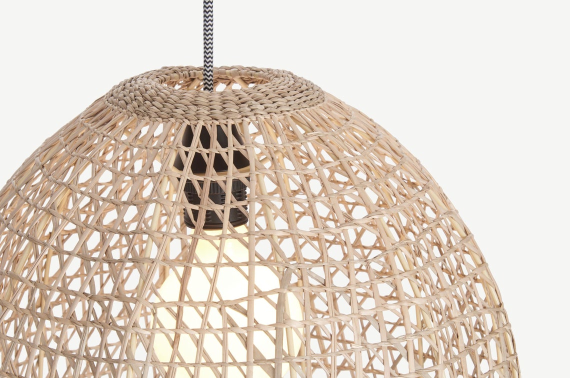 Natural Woven Seagrass Lamp Shade Handwoven Pendant Lamp Etsy UK