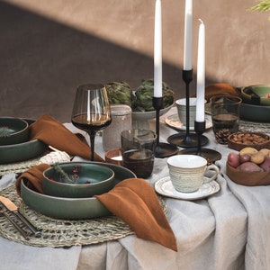 Evergreen Matte Ceramic Dinnerware Scandinavian Tableware Ceramic Plates & Bowls Rustic Plates Salad Plate Dining Set Bowls image 5