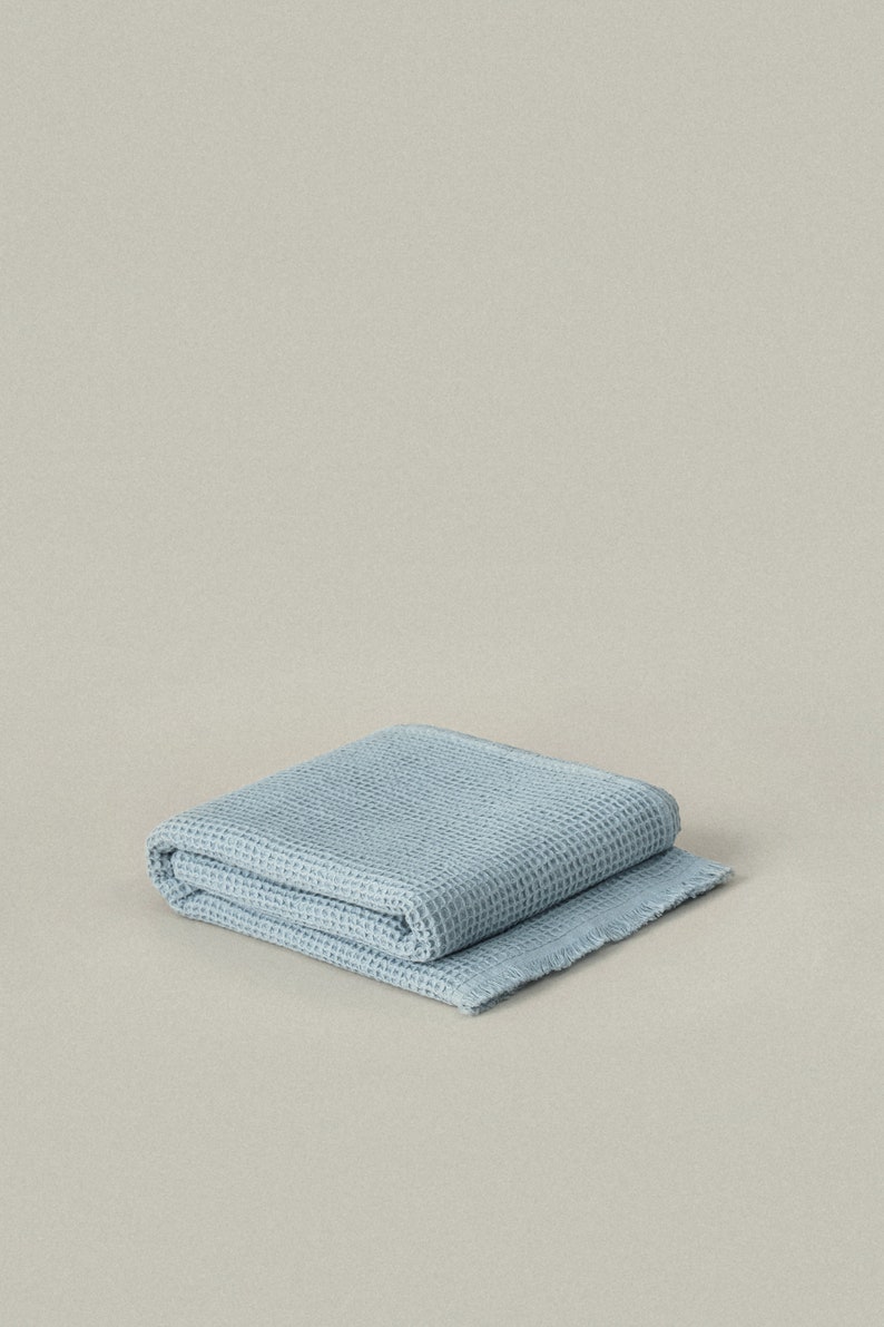 Ensemble de serviettes gaufrées en coton bleu crépuscule, gants de toilette et serviettes de bain, serviettes douces à séchage rapide, serviette de spa gaufrée, cadeau de pendaison de crémaillère image 7