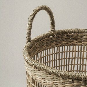 Large Tall Storage Basket with Handles for Home and Closet Organization, Handwoven Seagrass Boho Round Basket, Basket for Kids Rooms image 8