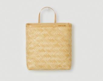 Panier suspendu en bambou pour le rangement et l'organisation de la maison, petit panier mince tissé à la main pour couloir, poubelle de rangement pour chambre d'enfant, panier pour entrée