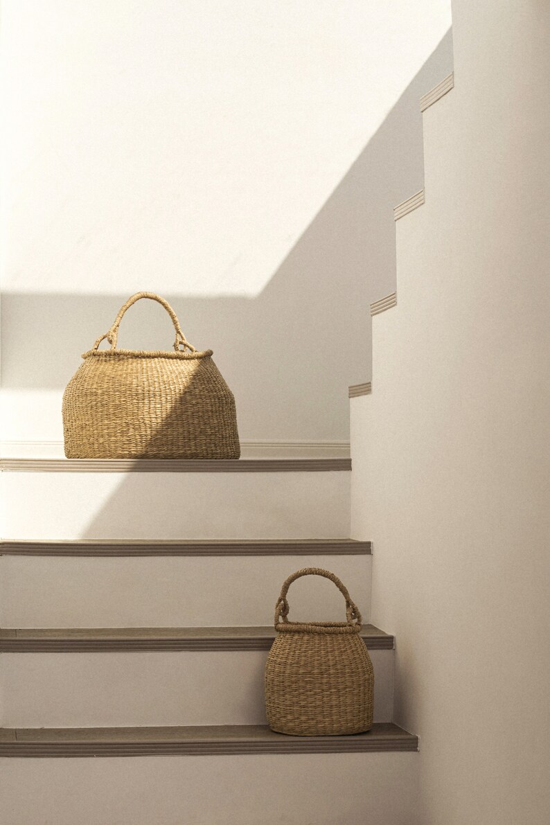Satna Floor Seagrass Bucket Basket Storage Basket Etsy