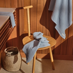 Dusk Blue Cotton Waffle Towel Set, Washandjes Hand & Badhanddoeken, Zachte Sneldrogende Handdoeken, Waffle Weave Spa Handdoek Housewarming Gift afbeelding 3