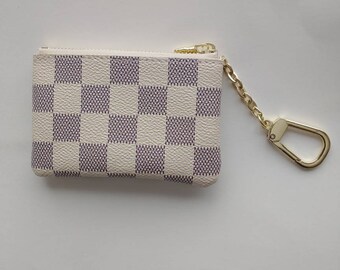 brown checkered coin purse