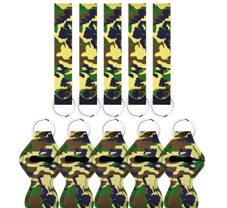 minimalist Camo Chapstick holder with wristlet friends moms teens stocking stuffer Key fob keychains for women Gift ideas for women