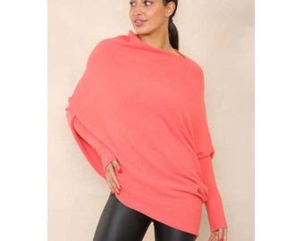 Fine Knit Draped Asymmetric Jumpers by Alpini Knitwear/Sugababe in 20 colours