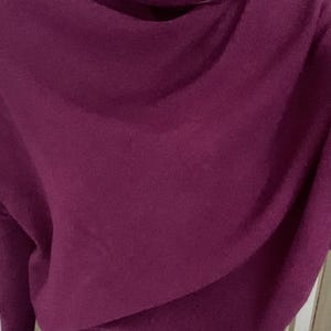 Roll Neck Draped Asymmetric Jumper by Alpini Knitwear Grape