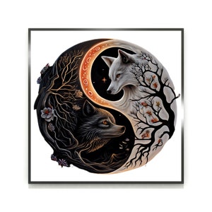 Fine Art Print Wolf Ying Yang Spiritual Poster Art Print Witchy