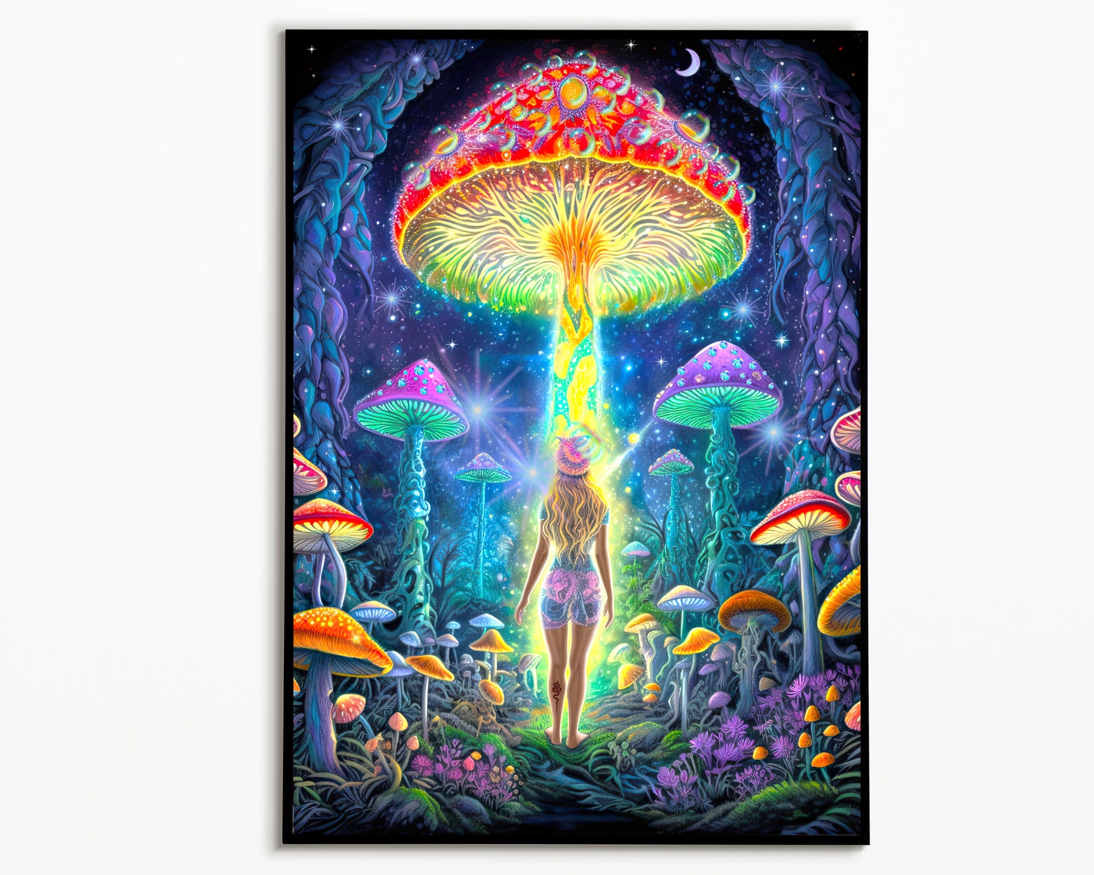Trippy Art Print Alice Mushroom Poster Art Print Acid Trip Hippie ...