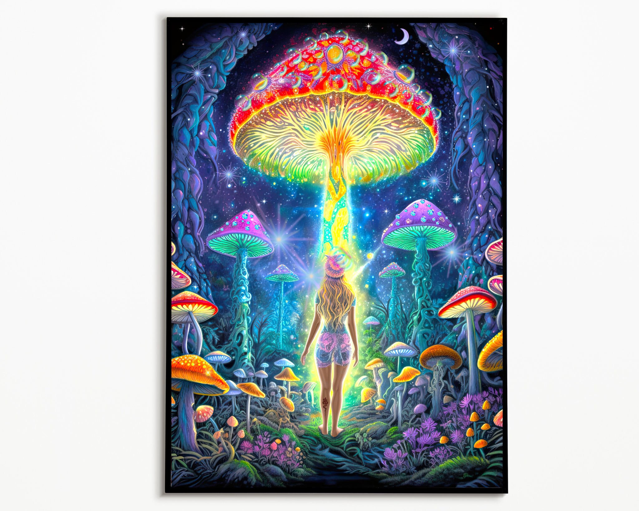 Trippy Art Print Alice Mushroom Poster Art Print Acid Trip Hippie ...