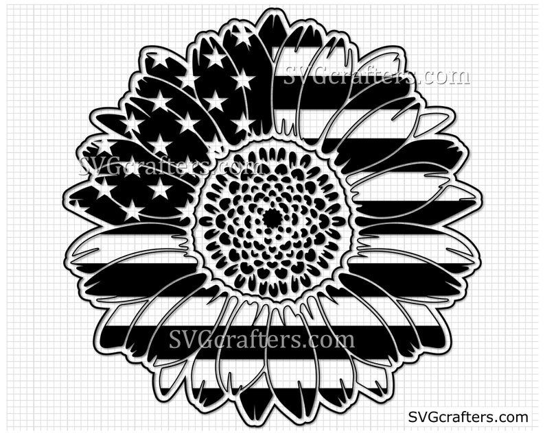 Download Patriotic sunflower svg american flag svg 4th of july svg ...