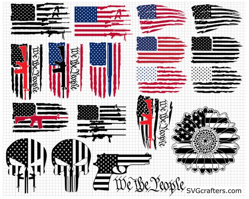 Download Gun svg American Rifle flag svg gun flag svg bullet svg | Etsy