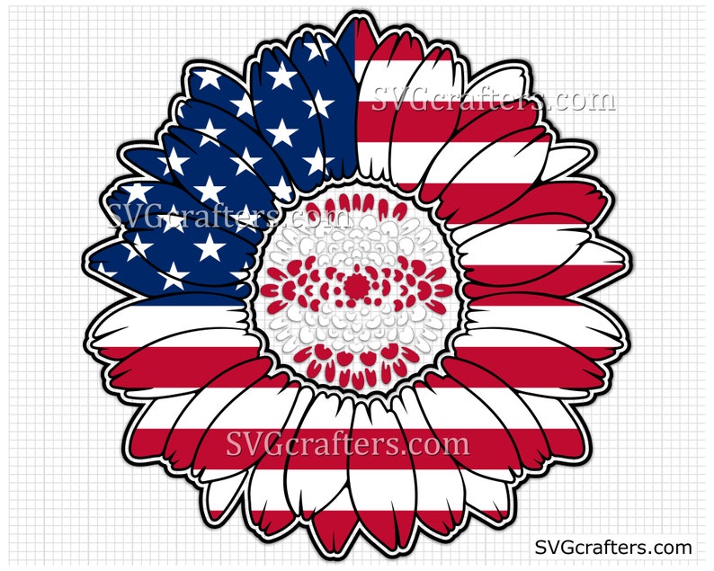 Download Patriotic sunflower svg american flag svg 4th of july svg ...