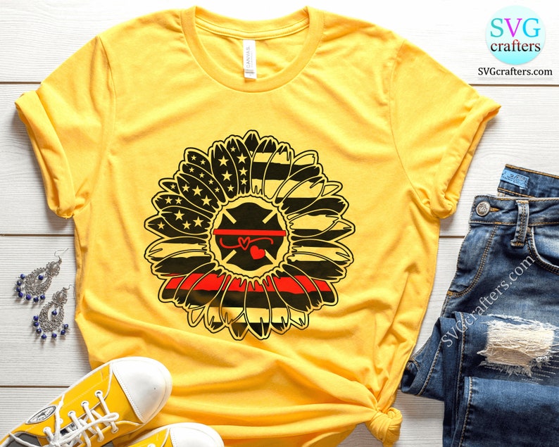 Download American sunflower Thin Red Line svg Firefighter svg ...