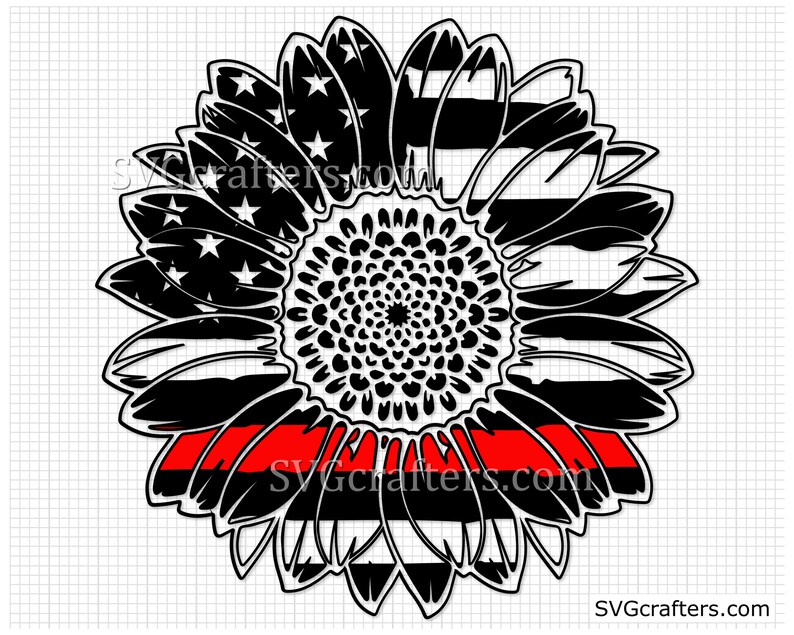 Download American sunflower Thin Red Line svg Firefighter svg ...