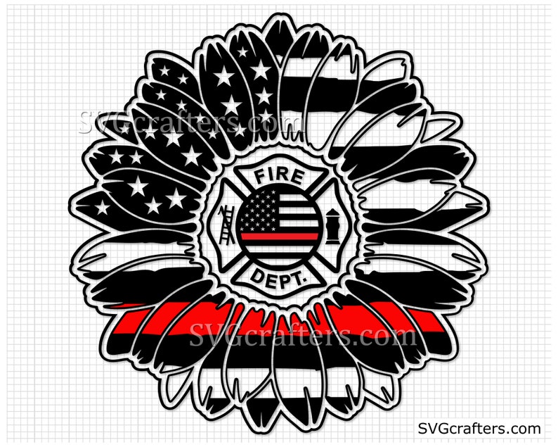 Download American sunflower Thin Red Line svg Firefighter svg ...