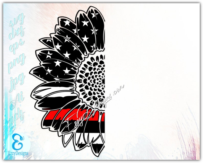 Download Split American sunflower Thin Red Line svg Firefighter svg ...