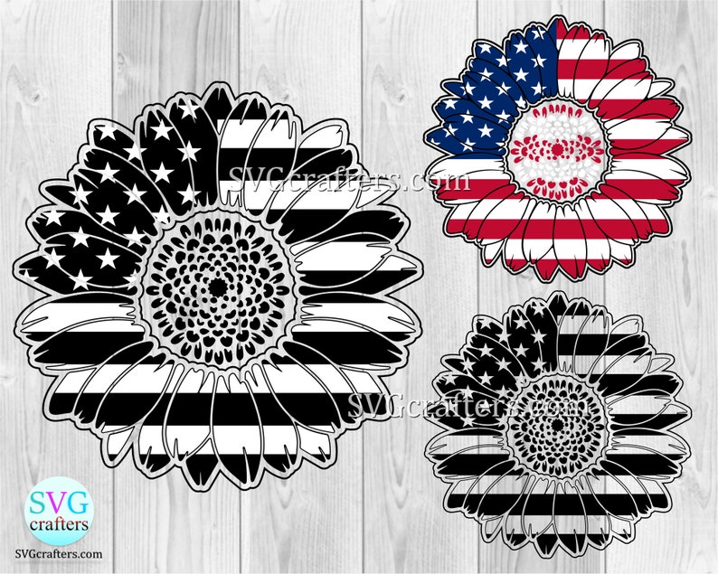 Patriotic sunflower svg american flag svg 4th of july svg ...