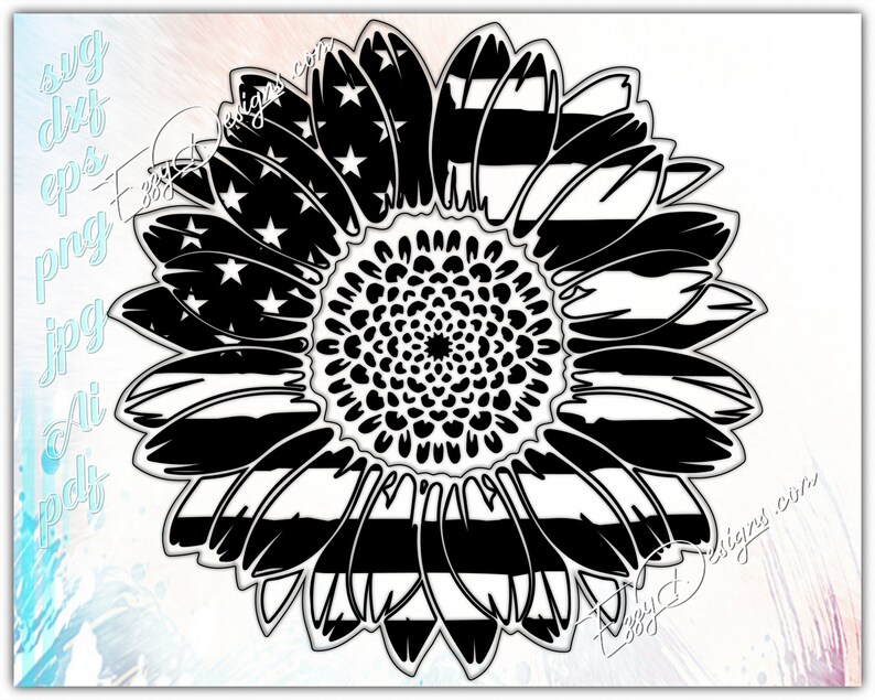 Patriotic sunflower svg american flag svg 4th of july svg ...