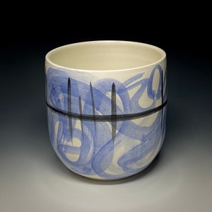 Handmade Ceramic Bowl: Cobalt Blue Earthenware Vase, Wheel Thrown