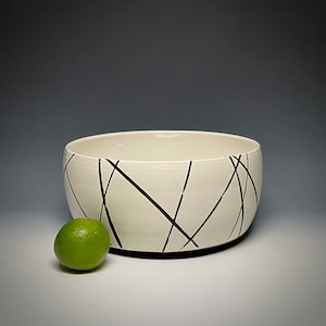 Handmade ceramic serving bowl, flower bowl, one-of-a-kind, wheel thrown, earthenware, food safe non-toxic glazes.