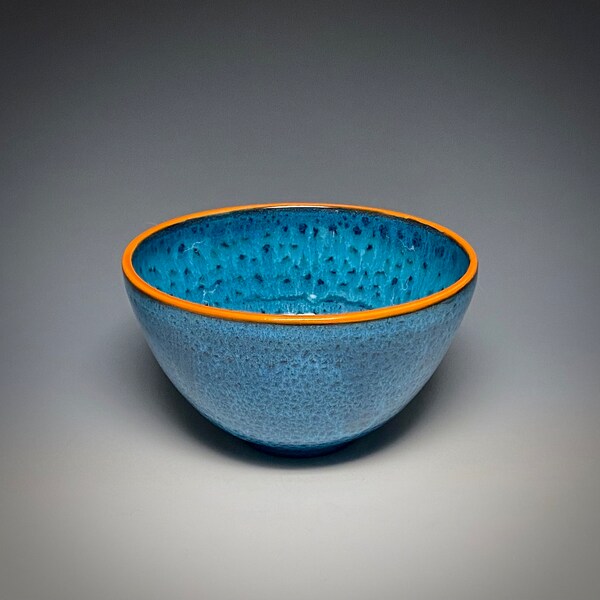 Handmade ceramic serving bowl, one-of-a-kind, wheel thrown, earthenware, glazed with food safe non-toxic glazes.