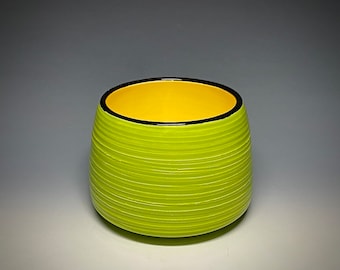 Handmade ceramic bowl, serving bowl, utensil crock, brush holder/ikebana, wheel thrown, earthenware, glazed with food safe non-toxic glazes.