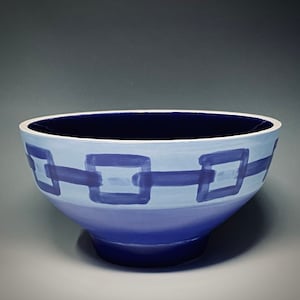 Handmade ceramic serving bowl, one-of-a-kind, wheel thrown, earthenware, food safe non-toxic glazes.