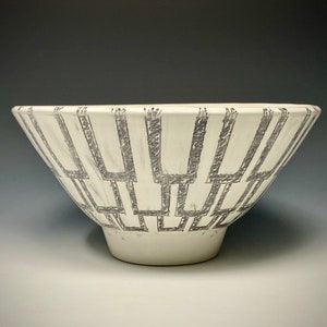 Handmade ceramic serving bowl, one-of-a-kind, wheel thrown, earthenware, food safe non-toxic glazes.