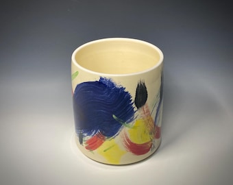 Vaso decorativo in ceramica fatto a mano: terracotta con smalti adatti al contatto con gli alimenti.