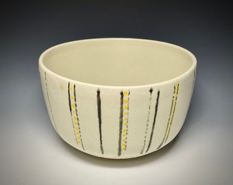 Handmade ceramic serving bowl, fruit bowl, one-of-a-kind, wheel thrown, stoneware, glazed with food safe non-toxic glazes.
