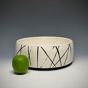 Handmade ceramic serving bowl, one-of-a-kind, wheel thrown, earthenware, food safe non-toxic glazes.