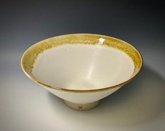 Handmade ceramic pedestal bowl, serving bowl, fruit bowl, one-of-a-kind, wheel thrown stoneware. Glazed with food safe non-toxic glazes.