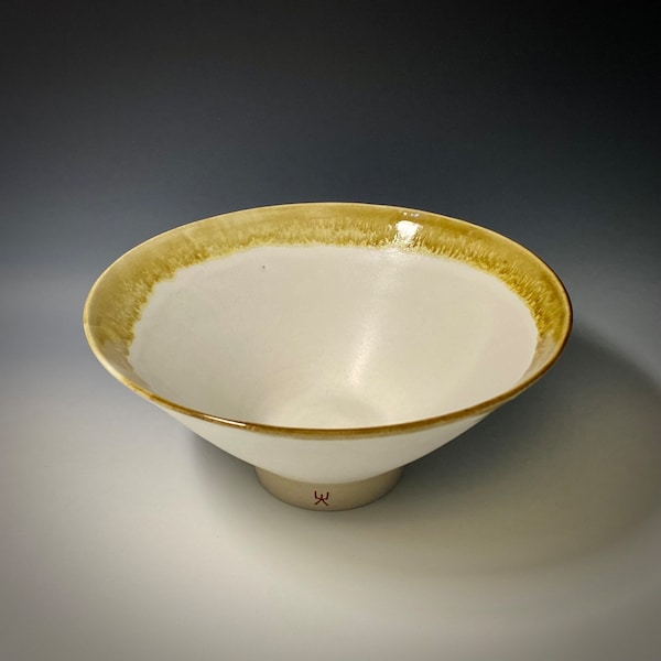 Handmade ceramic pedestal bowl, serving bowl, fruit bowl, one-of-a-kind, wheel thrown stoneware. Glazed with food safe non-toxic glazes.