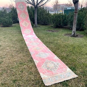 Stair  Runner Rug,23&#39;0&quot;x2&#39;46&quot;Feet, Long Hallway Runner Rug, Extra Long Runner Rug, Turkish Handmade Wool Runner Rug, Entry Runner Rug.