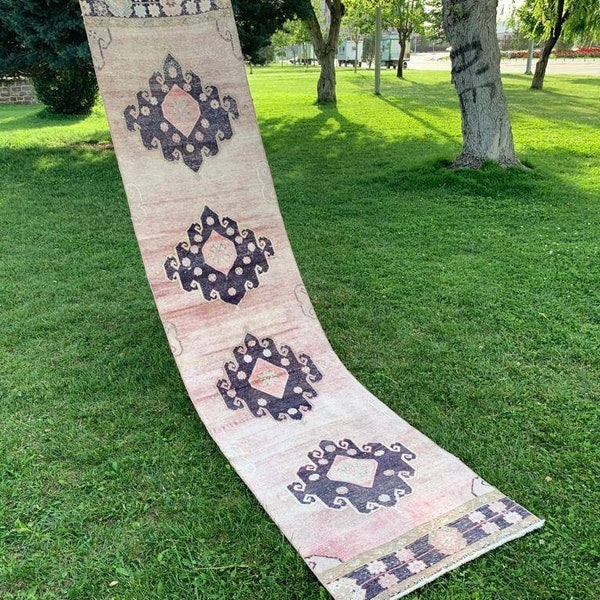 Hallway Runner Rug, 11'0"x2'5"Feet, Vintage Runner Rug,Kitchen Decor Rug, Turkish Runner Rug,Handmade Wool Runner Rug, Persian Runner Rug.