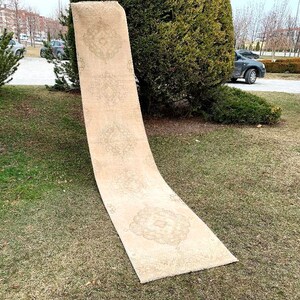 Long Runner Rug, 12&#39;5&quot;x2&#39;3&quot;Ft, Vintage Hallway Runner Rug, Turkish Handmade Wool Runner Rug, Kitchen Decor Rug, Oushak Runner Rug, Stair Rug