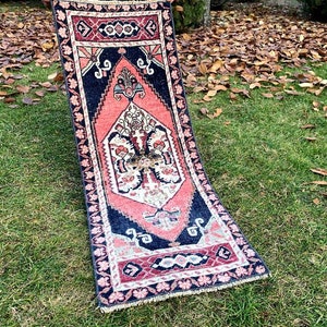 Small Rug, 3&#39;7&quot;x1&#39;4&quot;Ft, Door Mat Rug, Bathroom Small Rug, Kitchen Decor Rug, Kitchen Small Rug, Turkish Handmade Wool Small Rug, Vintage Rug