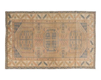 Handwoven Vintage Turkish Rug: Arısaman Wool Carpet, Boho Home Decor (4.2 x 7 ft)