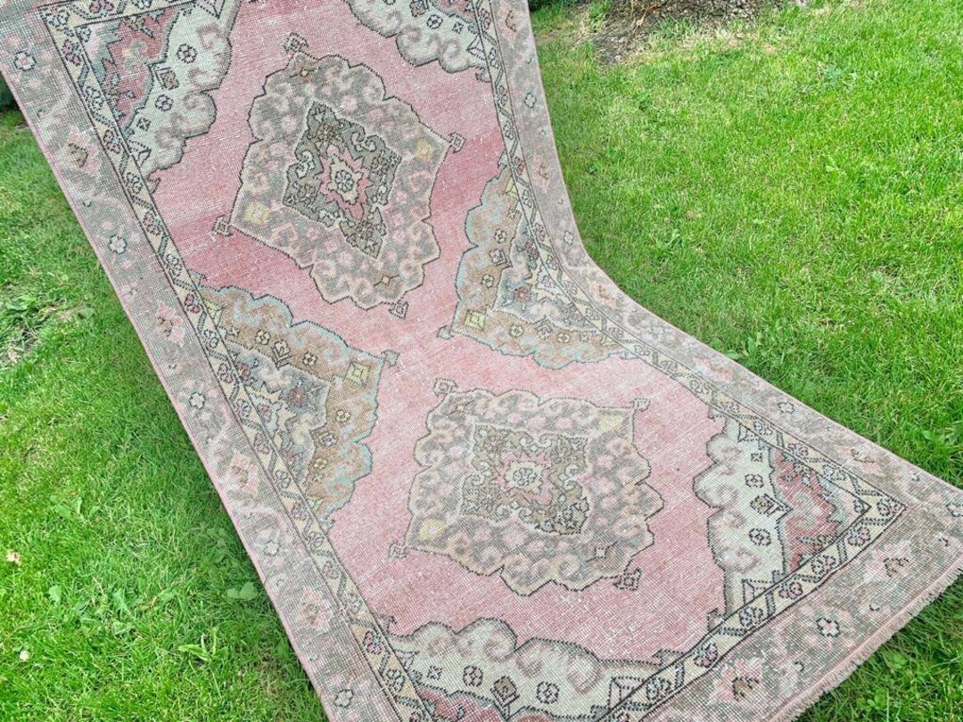 Pink Oushak Rug, Distressed Rug, 6'3x3'3ft,vintage Distressed Rug,free