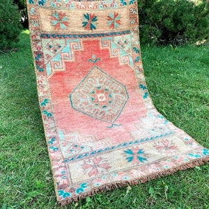 Vintage kleine Teppich, 1&#39;6&#39;x2&#39;9&#39;Füße, Fußmatte Teppich, Badezimmer Teppich, türkische kleine Teppich, Oushak kleine Teppich, Küche Matte Teppich, handgemachte Wolle kleine Teppiche.