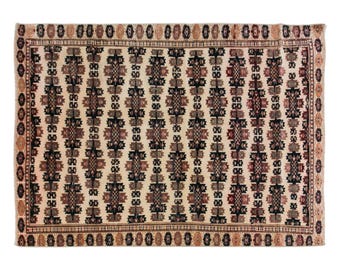 Vintage Türkmen Wool Rug: Tribal Anatolian Boho Decor (4.4 x 6.1 ft.)