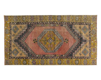 Handwoven Vintage Turkish Rug: Niğde Wool Carpet, Boho Home Decor (3.3 x 6.7 ft.)